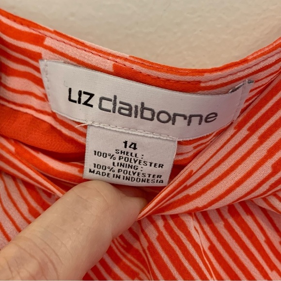 Liz Claiborne flirty orange and white abstract dot and stripe  skirt. Size 14 - Picture 3 of 8